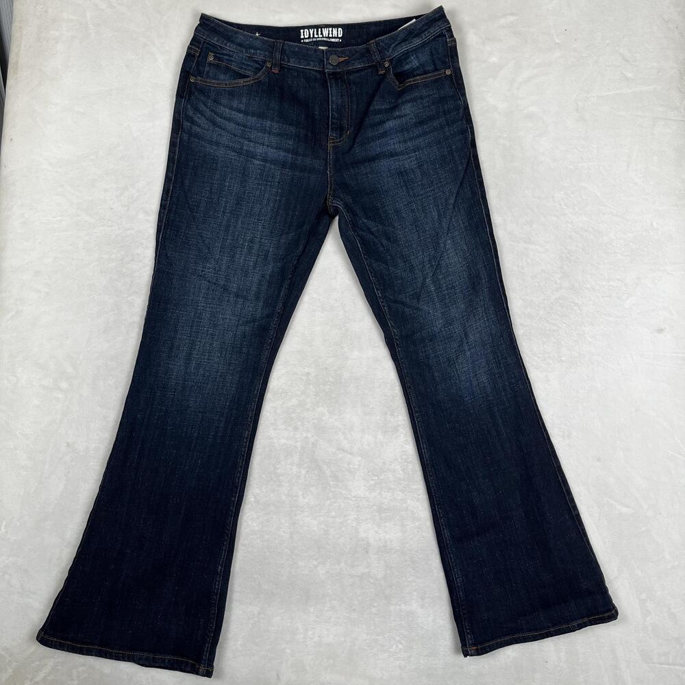 Idyllwind Bootcut Jeans Womens 14 W X 32 L Blue Dark Wash Stretch Denim
